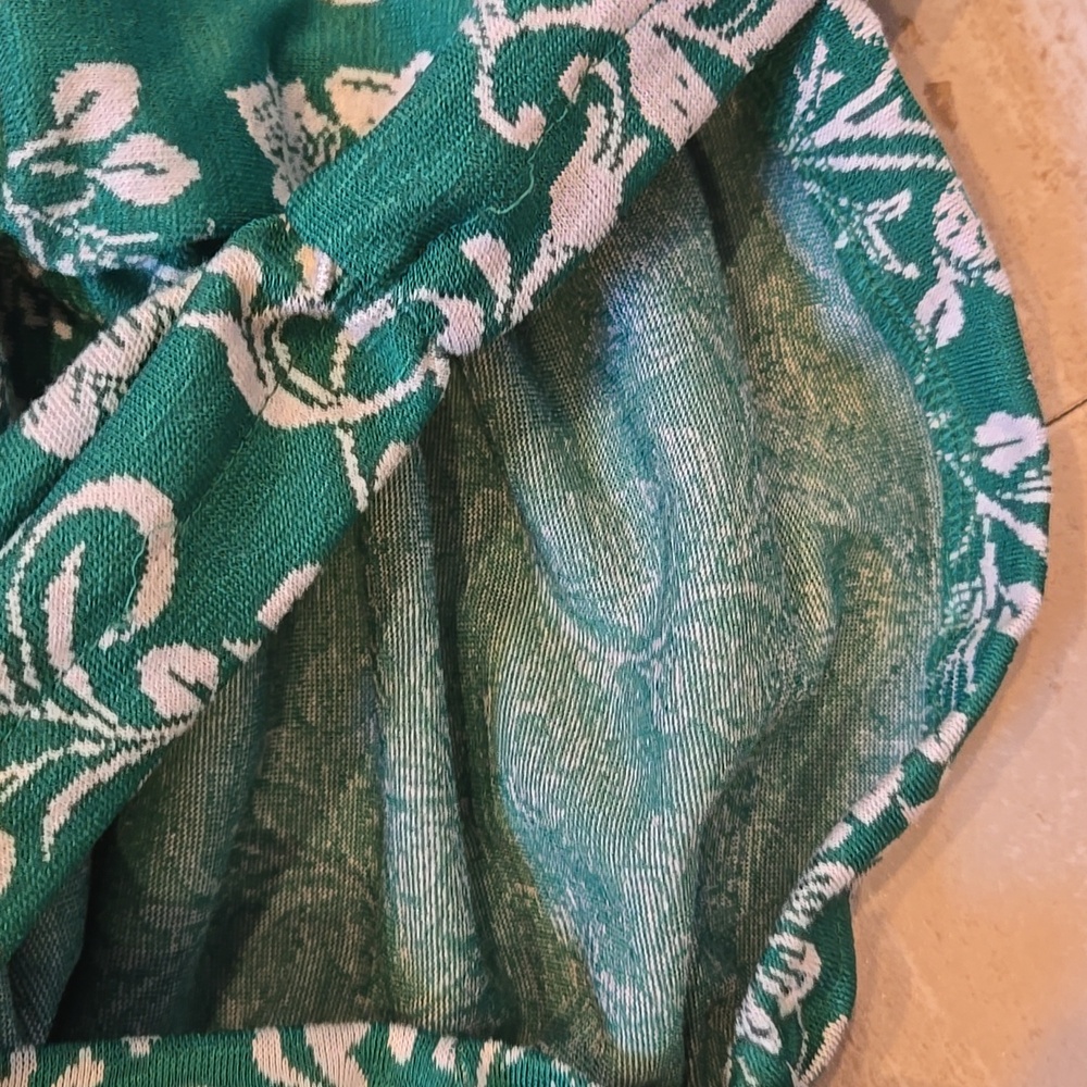 Zara Festive Jacquard Balloon Sleeve Knit Green/White Floral Ruched Dress - Picture 4 of 10